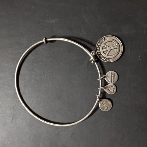 Alex & Ani Silver Tone Turn Peace Up Statement Bracelet - Picture 1 of 3